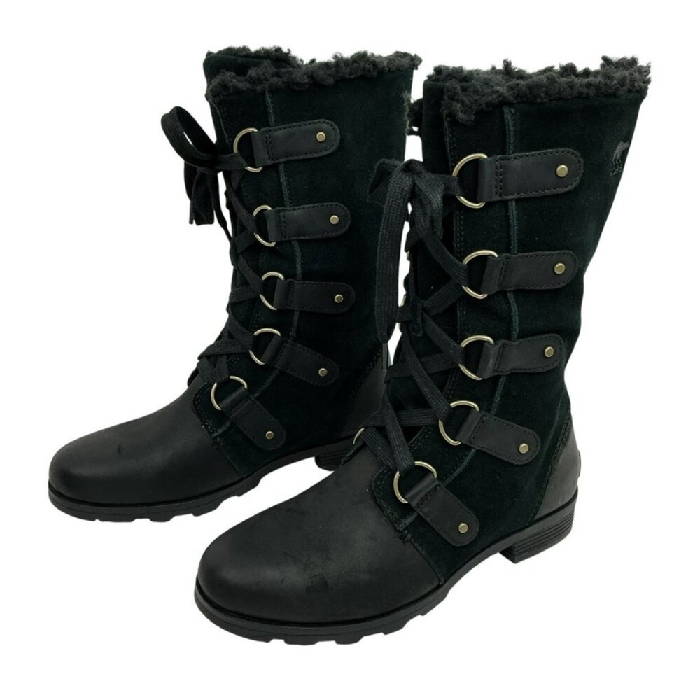 Sorel Emelie Shearling Lined Leather Waterproof Lace Mid-calf Boots Women’s NWOT
